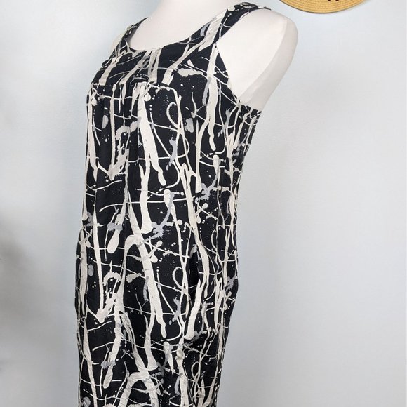 Michael Kors Silk Splatter Print Shift Dress 2 Black White y2k Style Print - Picture 2 of 7